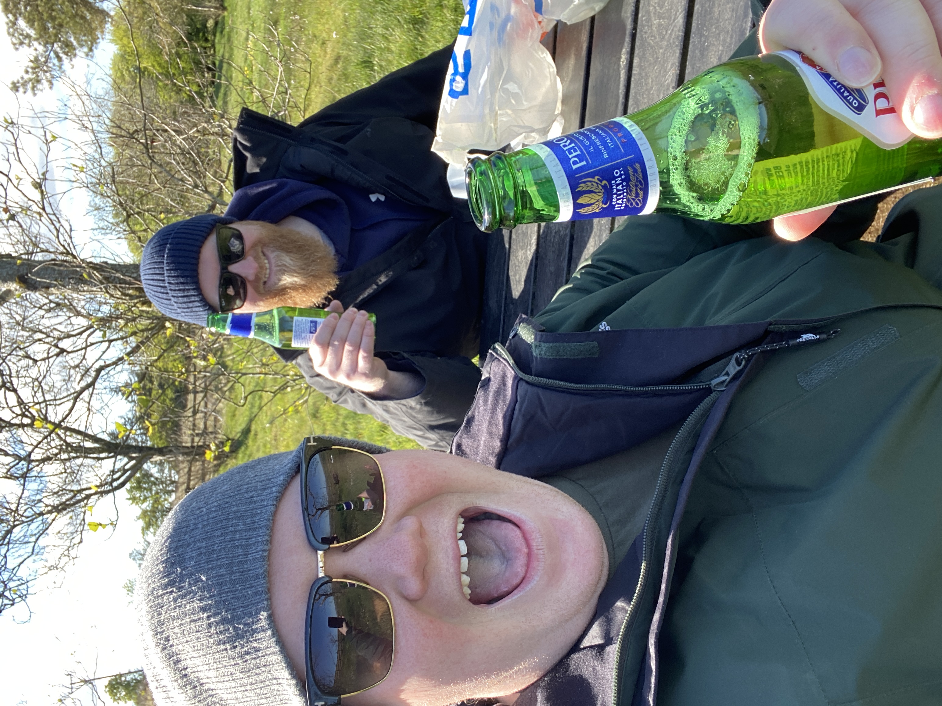 Scott and Pete enjoying a casual moment outdoors